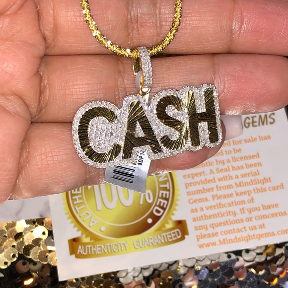 Real diamond pendant for men, cash diamond charm, natural diamond NOT CZ, gift - Picture 6 of 6